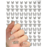 AC.861 Thai Shop Pack Of 10 Pieces Silver Butterfly Nail Accessories Mixed Styles