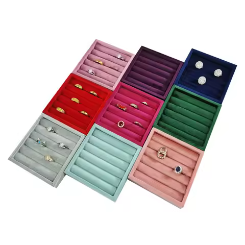 Soft Velvet Ring Tray Jewelry Display & Storage Organizer for Rings, Earrings, Bracelets,Ideal for J