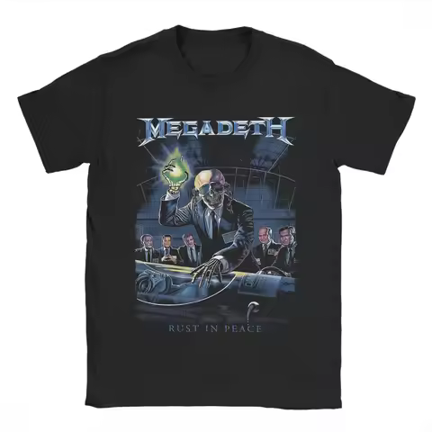 Men Megadeths T Shirt MegaRock City Rust In Peace Pure Cotton Tops Vintage Short Sleeve O Neck (Size