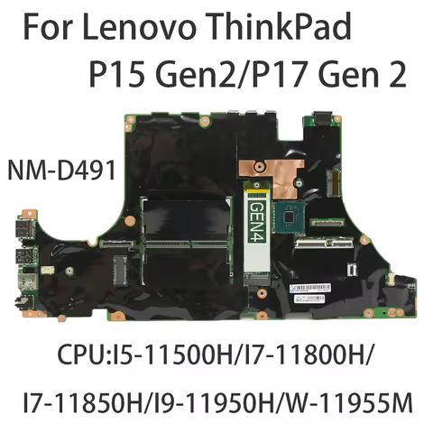 Laptop Motherboard For Lenovo ThinkPad P15 P17 Gen 2 NM-D491 With CPU:I5-11500H I7-11800H/11850H I9-