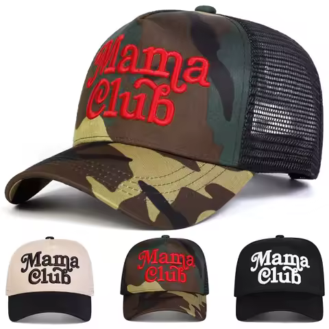 Unisex MAMA CLUB Letter Embroidery Baseball Net Caps Spring and Summer Outdoor Adjustable Casual Hat
