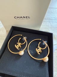 全新Chanel 雙圈耳環珍珠