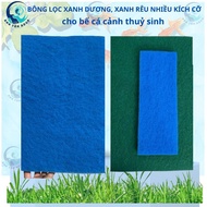 Aquarium water filter cotton, size 32x12x2cm & 30x90x2cm, blue & moss green. white cotton 74x13x2cm