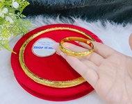 Set bộ vàng cưới cô dâu 5 chỉ mạ vàng 24k ( gồm 1 kiềng chạm rồng phụng 2 chỉ . 1 vòng tay bản dẹp c