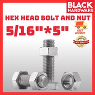 Black Hardware 5/16*5" Bolt And Nut Set Bolt Nut Set Screw Hexagon Screw Nut Set Skru Nut m8 Screw N