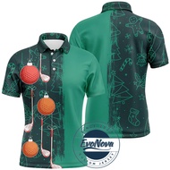 Green Christmas Golf Pattern Funny Men Golf Polo Shirt Custom Christmas Golf Outfits Personalized Go