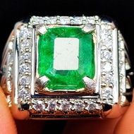 Pay ON THE PLACE GENUINE NATURAL COLOMBIA ZAMRUD GEMS RING STONE BANGKOK SILVER RING 926 READY TO US