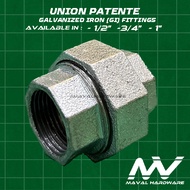 Galvanized Iron (GI) Fittings - Union Patente , 1/2"; 3/4"; 1"