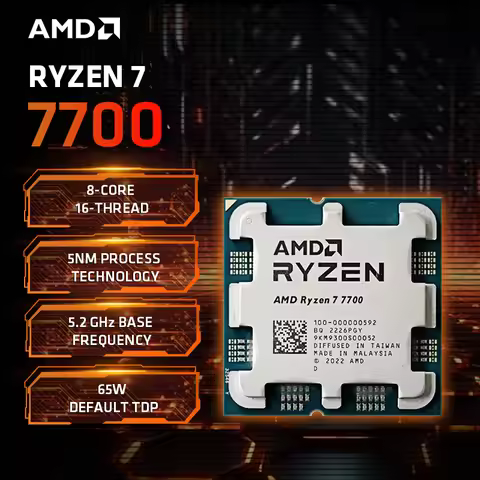 AMD Ryzen 7 7700 100% Brand New AMD R7 7700 Gaming CPU 8-Core 16-Thread Up to 5.3GHz Socket AM5 AMD 