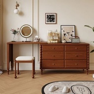 _大司馬復古梳粧檯臥室書桌化妝台轉角梳粧檯鬥櫃一體實木化妝桌