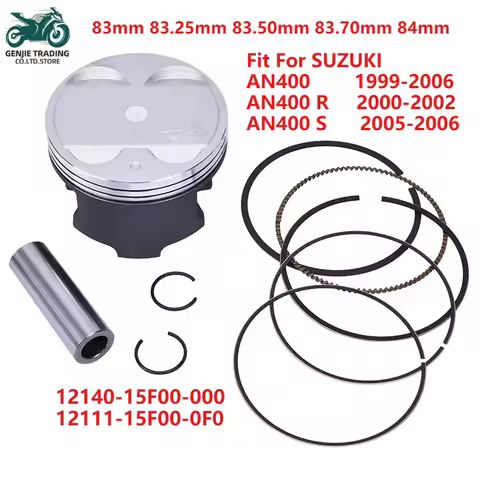 83mm 83.25mm 83.50mm 83.70mm 84mm STD +25 +50 +75 +100 Pin 20mm Piston Rings For SUZUKI AN400 Burgma