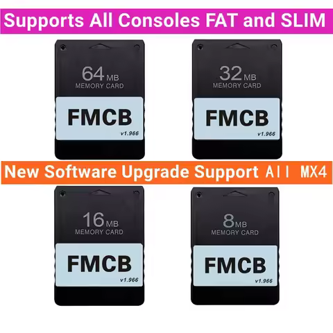 New PS2 FMCB Card FMCB v1.966 8M 16M 32M 64MB Memory Card Supports All Consoles Fat and Slim Update 