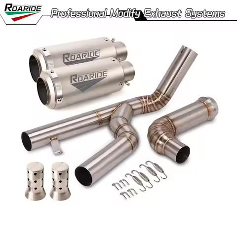 Motorcycle Exhaust Tail Mid Link Pipe Muffler Dual Outlet Tubes Removable DB Killer For KTM 1290 Sup