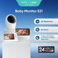 Eufy Baby Monitor E21 4K Ultra HD Camera & 720p Display Pan & Tilt Two-Way Audio Night Vision & Temp