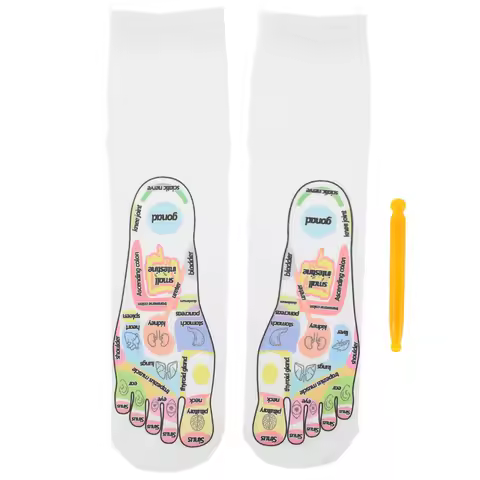 Reflexology Foot Massage Socks Set Soft Cotton Acupressure Chart Targeting Pressure Points Improve C