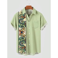Hawaiian Shirt Oversized Short Sleeve For Men Chinese Dragon Pattern Fashion  Men's Social Shirts Ma