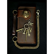 Genuine Leather Wallet 1 Free Brass Chain +Free Pendant