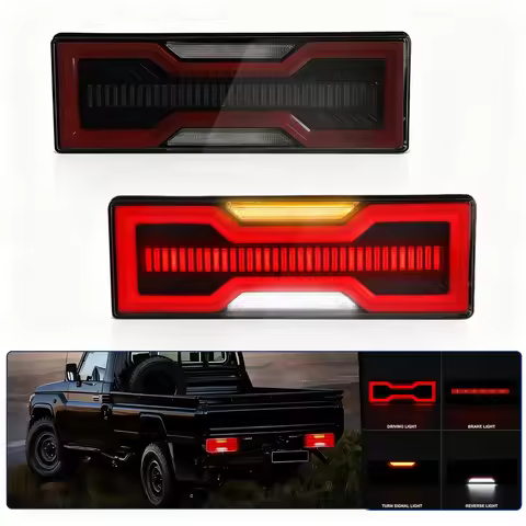 2PCS LED Tail Brake Light For Toyota Land Cruiser 70 Series FJ75 LC79 Rear Running Stop Reversing Tu