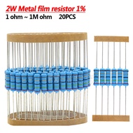 20pcs 2W Metal film resistor 1% 18R ~ 2K  18R 20R 30R 47R 75R 100R 150R 200R 300R 470R 750R 1K 1.5K 