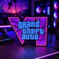 Grand Theft Auto VI LED RGB Light Sign, USB Powered GTA6 Gaming Desk Lamp, Remote Control 144 Dynami