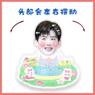 KY&amp; White Jingting CartoonQVersion Electric Shaking Head Desktop Decoration Standee the Hokey Pokey Cardboard Plastic Se