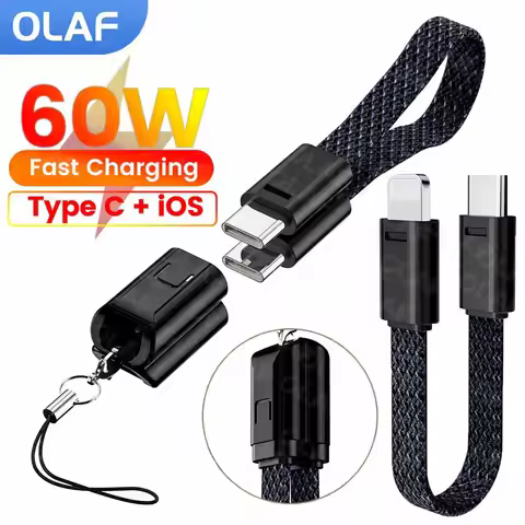 16.5cm 60W Type C To C Short Cable Keychain Fast Charging Cable For Samsung Xiaomi 27W USB Type C To