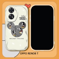 For OPPO Reno8 T Reno8 Pro Reno 8T 5G Reno 8 Pro Cartoon Mickey Silhouette Phone Case Shockproof Soft Silicone Wave Edge Back Cover Casing