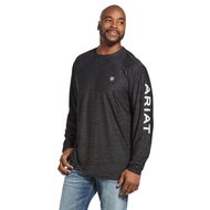 เสื้อยืดปักโลโก้ชาร์จ Ariat สำหรับผู้ชายเสื้อแขนยาวแห้งเร็วลำลองขนาดใหญ่เสื้อยืดระบายอากาศได้ดีเสื้อ