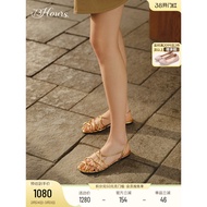 Celebrity Style 73hours Women's Shoes Alkali Water Knot Summer New Style Golden Woven Fishnet Roman 