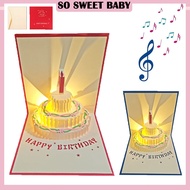 3D Birthday Card with Music and Light Happy Birthday Cake Greeting Card Wish Card Party Gift Card