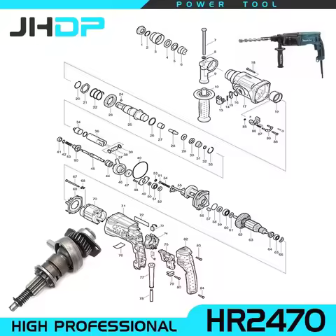 Clutch Set Replacement For Makita HR2470 HR 2470 Rotary Hammer Shaft Gear Swash Bearing Spring Spare