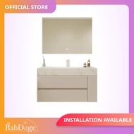 Rabdoge Bathroom Ceramic Basin Cabinet With Smart LED Square Mirror