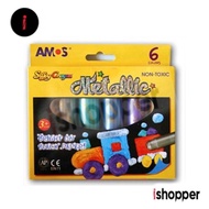 AMOS SILKY CRAYON METALLIC (6 COLOUR) Bright on Black Paper