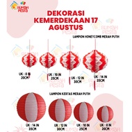 MERAH GANTUNGAN August 17th Round Hanging Decoration / Red and White Happy Birthday Decoration