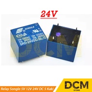 Relay Songle 5V 12V 24V DC 5 kaki pin relay SRD 5VDC 12VDC 24VDC 10A