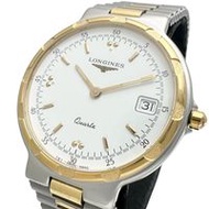 Pre-owned LONGINES Conquest Men's Stainless Steel Watch with GP Quartz Movement, White Dial, Silver 