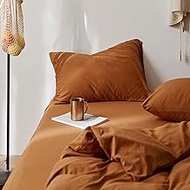 LifeTB Caramel Pumpkin Pillowcases Set Queen Jersey Knit Cotton Pillow Shams Rust Color Bedding Pillow Covers Envelope Closure Cotton Home Decorative Pillowcases, (2 Pieces, 20"×26")