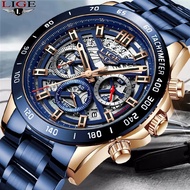 LIGE Exclusive Original watches for men Multi Function Stainless Steel Waterproof Quartz Jam Tangan Lelaki