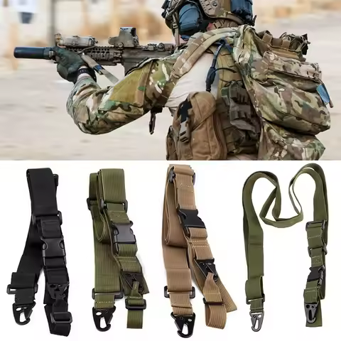 Tactical 1/2/3 Point Sling Shoulder Strap Outdoor Rifle Sling Shoulder Strap Metal Buckle Belt Hunti