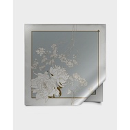 Silver floral silk foulard 35 inches