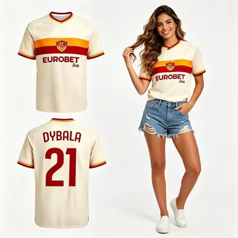 Men Women Soccer Jersey Dybala Pellegrini Wesley Molina Quick Dry Short Sleeve Football Fan Sports S