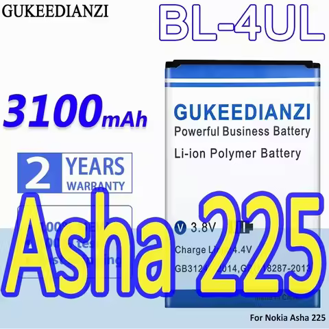 High Capacity GUKEEDIANZI Battery BL-4UL 3100mAh For Nokia Asha 225 BL4UL Mobile Phone Batteries