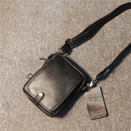 Solid Men's Messenger Bags European Style PU Leather Retro Fashion Designer Shoulder Bag Soft Small Mini Mobile Phone Bag Male