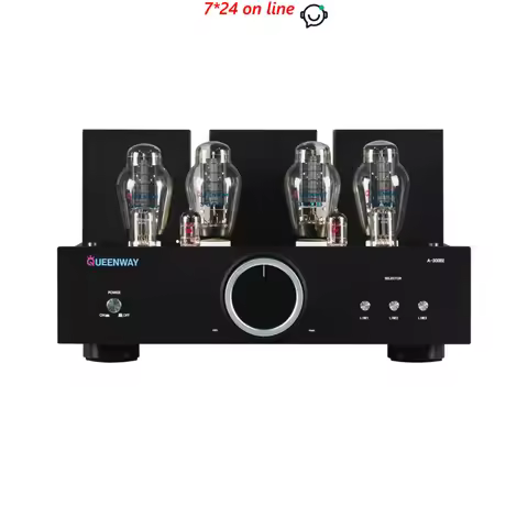 Queenway A-300BI 300B 4PCS Integrated Tube Vacuum Amp Class A 18W*2 with Remote & Ca-yin Line Magnet