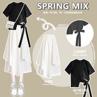 Fashionable Slim Fit Age-defying Women's Fairy Suit Set - Short Sleeve Top & A-Line Mini Skirt Two-P