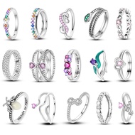 Favorite Luminous Women's Ring 925 Sterling Silver Love Flower Firefly Ring, Shining Cube Zirconia J