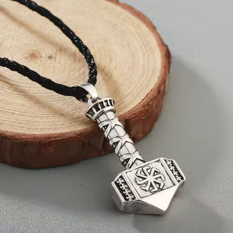 Slavic Necklace Hammer Of Thor Kolovrat Pendant Necklaces For Men Women Mythology Jewelry Amulet Bla