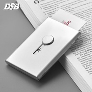 DSB 便携商务名片盒 Portable Business Card Case Silver Metal Card Holder 1pc/Box Large Capacity Name Card Ho