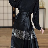 黑色 龍吟 明制漢服馬面裙 半身裙 復古改良中式新娘敬酒服禮服