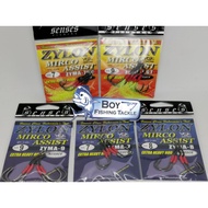 SENSES MICRO ASSIST DOUBLE HOOK YGK ZYLON ASSIST LINE/MUSTAD 2X STRONG HOOK